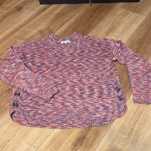 Madewell Multicolor Crew Neck Sweater with Button Detail